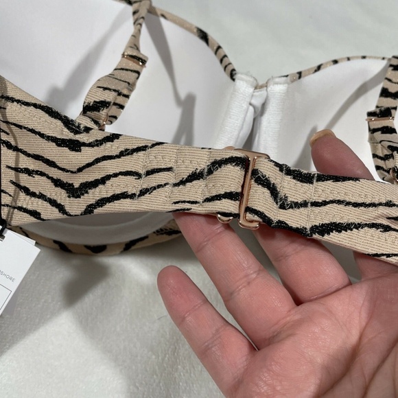 NWT Shade & Shore [ 34DD ] Light Lift‎ Bralette Bikini Top Tan Animal Lurex - Picture 8 of 12